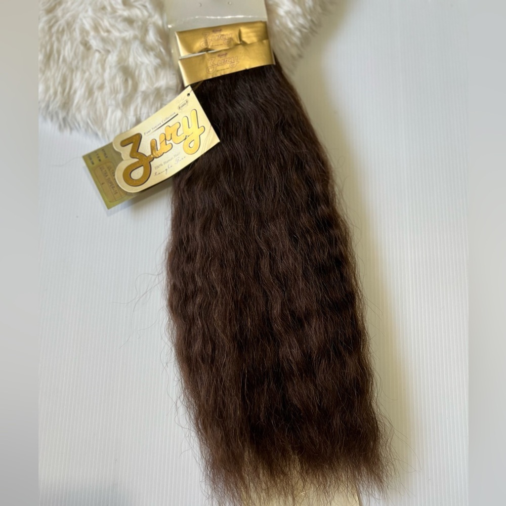 Kinky Straight Wavy 16 In 100% Human hair Extensions Medium dark brown …